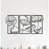 Cuadro Calado Triptico Diseño Hojas Flores 90x50cm