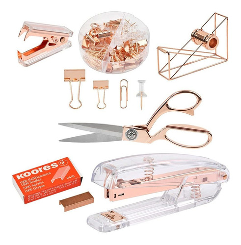 Kit De Accesorios De Escritorio Oro Rosa, Juego De Suministr