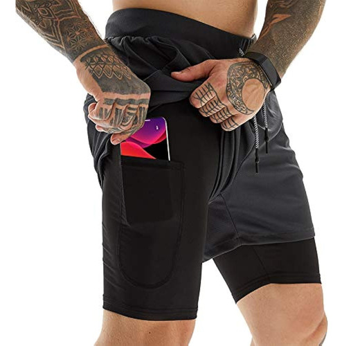 Oebld Shorts Deportivos Para Hombre 2 En 1 Gym Workout Runni