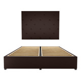 Cama Recamara Base Box Cabecera Toscana Chocolate King Size Color Marrón