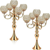 Juego De2 Candelabro Portavelas Cristal Para Decoración Mesa