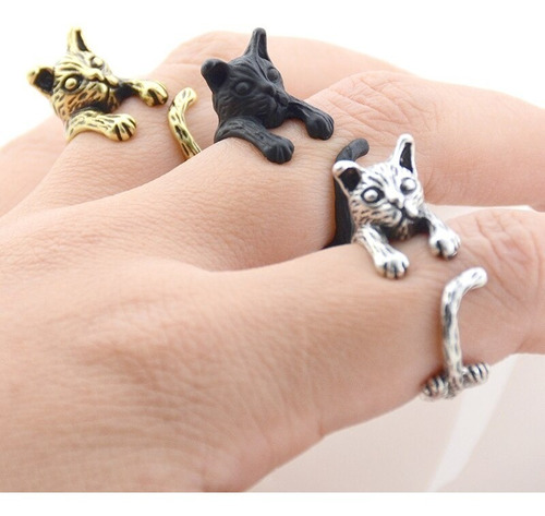 Anillos Ajustables En Forma De Gato Kashikoi 