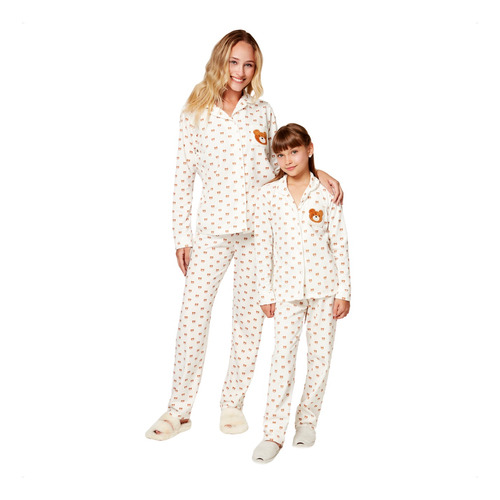 Kit Mãe E Filha Pijama Americano Inverno Tecido Flanelado 