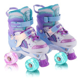 Patins Quad Infantil Com Regulagem De Tam. Roda Led + Brinde