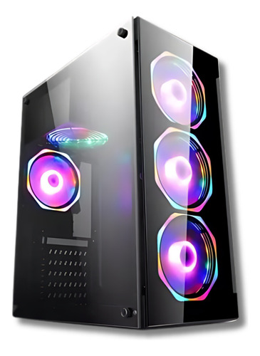 Gabinete Para Pc Gamer 4 Fans Rgb Lateral De Vidro Com Led