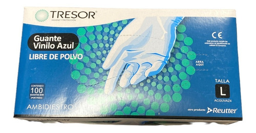 Guantes Vinilo Azul Tresor  S  Sin Polvo Caja X 100 Unid