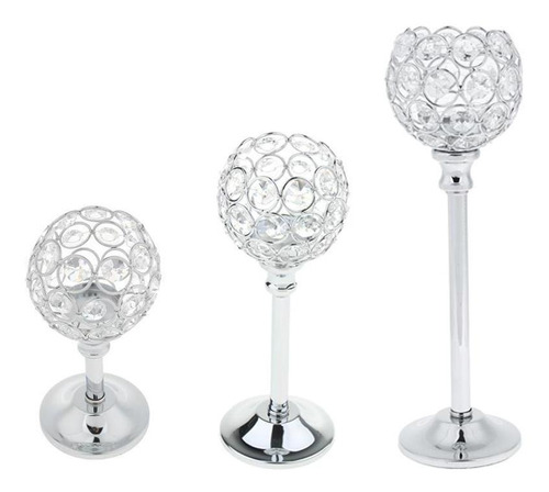 3pcs Crystal Votive Tea Light Diamante Candeliere