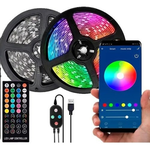 Luces Led 5050 Rgb 15m Bluetoth Audiorritmica Control 