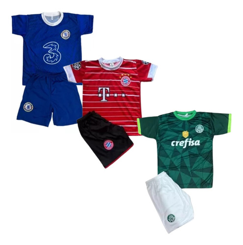 Conjunto Infantil Uniforme R. Madrid + Barcelona + P S G