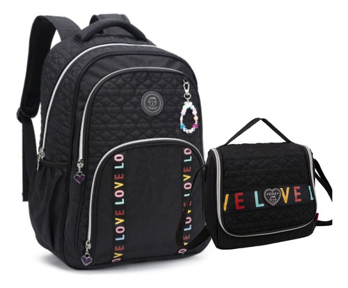 Kit Mochila Lancheira Estojo Love Matelassê Kika Kk24m07