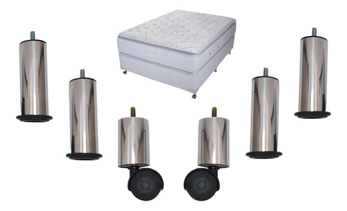 Pezinho-aluminio12cm-cama-box-baú-casal-solteiro-kit-4x2rdz 