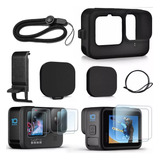 Kit Funda Silicon + Cristal Templado Correa Gopro 9 10 11