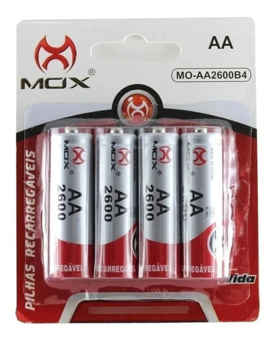 Cartela Com 4 Pilha Aa 1.2v Recarregável 2600mah