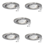 Pack X5 Spot Embutir Dicroica Acero Platil Móvil Techo Led