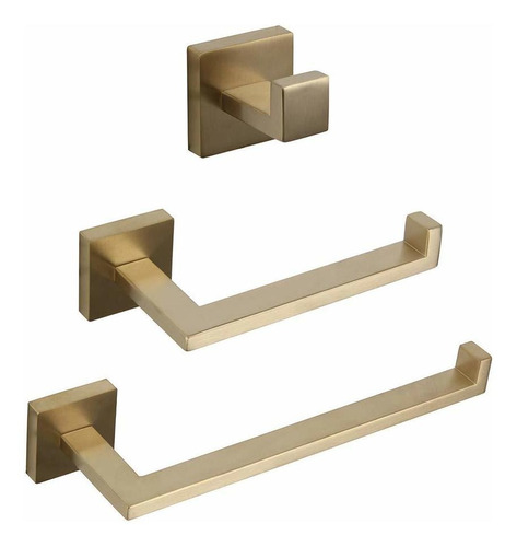 Set De 3 Accesorios Para Baño Circonio Dorado Cepillado Ger