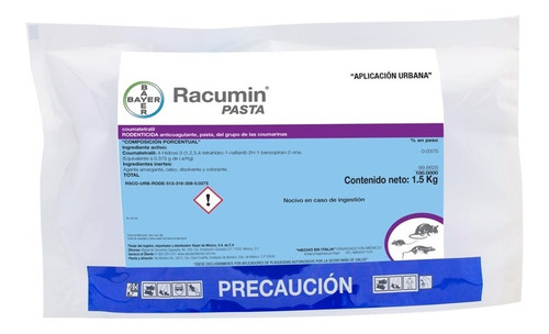 Racumin Pasta 1.5kg Bayer Raticida Industrial Ratas, Ratones