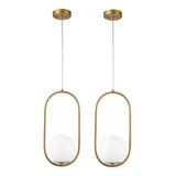 2 Lustre Pendente Moderno Oval Ring Tipo Bola Quarto Cozinha