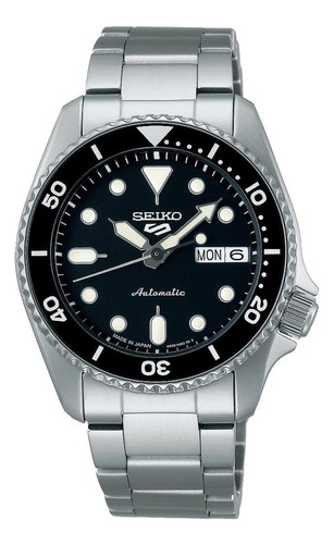 Seiko Relógio Esportivo Automático 5 Com Mostrador Preto De