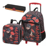 Kit Mochila Rodinha Lancheira Estojo Naruto Itachi Pacific