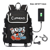 Mochila Usb Cuphead Game Mugman, Mochilas Escolares, Cosplay