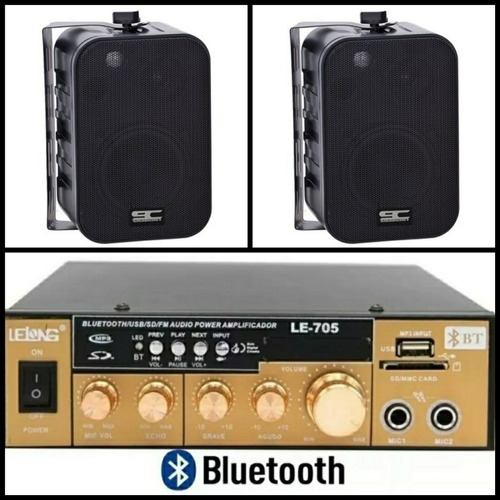 Som Ambiente Amplificador +2caixa Soundcast 100w Qualidade
