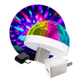 Mini Foco Luces Led Rgb Bolichero Auto+ Adaptador Pared Usb 