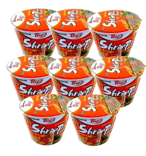 8 Miojo Camarão Shrimp Spicy Big Cup N.shim 100g 12x S/juros