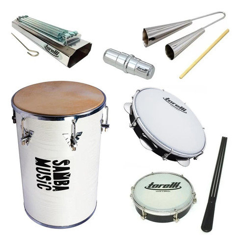 Kit Pagode Rebolo + Pandeiro + Reco + Ganza + Tamborim Baque