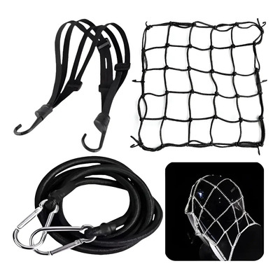 Redes Malla Moto Sujetar Casco Portabulto Cuerda Gancho 3pcs
