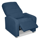 Cadeira Poltrona Do Papai Reclinável Suede Azul Marinho