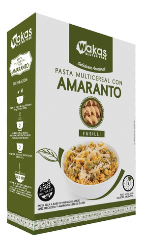 Pasta Multicereal Con Amaranto Fusilli Wakas Sin Tacc 250 Gr