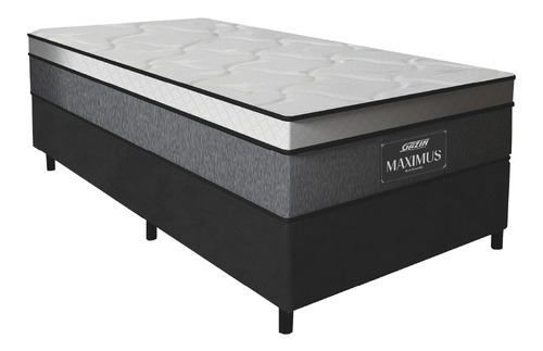 Cama Box Solteiro Gazin Maximus Molas Ensacadas Cinza/preto