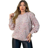 Blusa De Frio Feminina Com Bolinhas Coloridas Top Promoçao