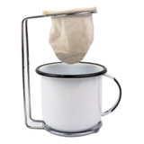 Mini Coador Cafe Com Suporte E Caneca Esmaltada 350ml Branca