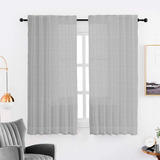 2 Paños De Cortinas Madras Rayada Lisa Corta Barral Oculto