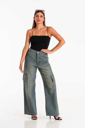 Pantalón Wide Leg Cargo  Rígido