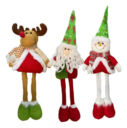 Pack 3 Monos Muñeco Navideños Patas Largas 65cm