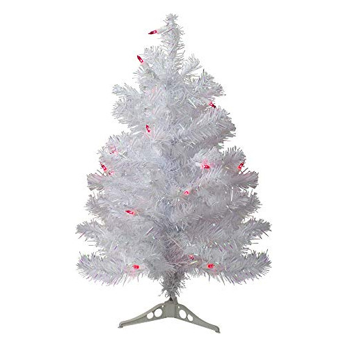 Árbol De Navidad Artificial Delgado De Pino Blanco Preilumin