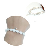 Pulsera Acero Blanco Con Perlitas Y Dije Diseño Estrella 