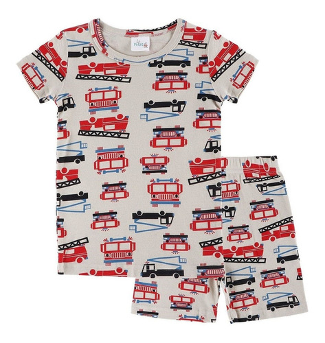 Pijama Corto Bombero De Niños Algodón Petitro