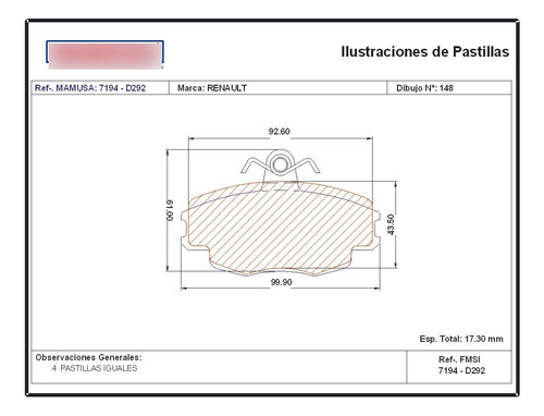 Pastillas De Frenos 7194 Clio/logan/twingo/symbol/r11/r19 Foto 2