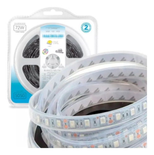 Tira Cinta Led 5050 Macroled Ip66 Blanco Frio Silicona Total