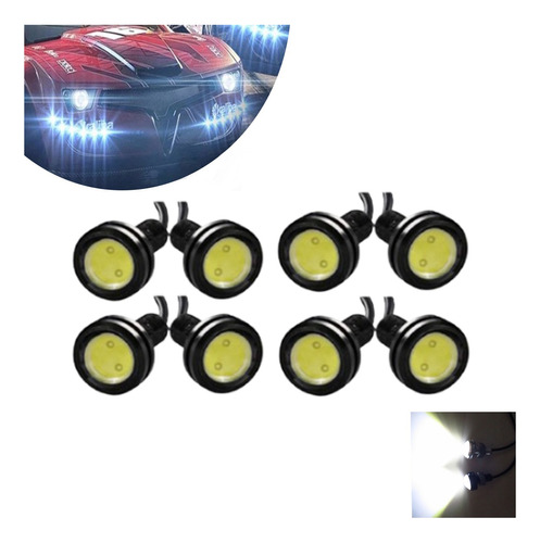 8 Piezas Led Ojo De Aguila Estrobo Y Fijo Auto Moto 23mm