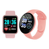 Smartwatch D20 Digital Rosa + Smartwatch D18 Rosa Premium