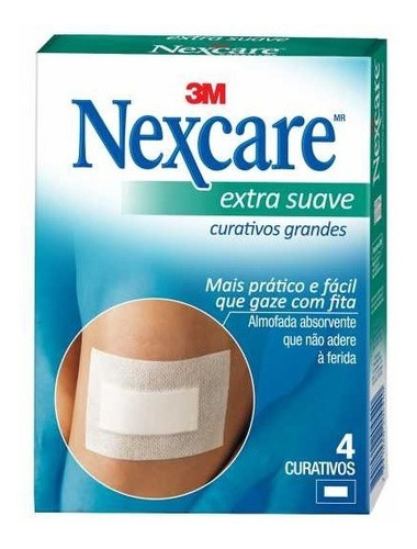 Curativo Extra Suave Nexcare 60,3mm X 101mm Caixa 4 Unidades