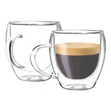 Vaso Pocillo Taza Doble Pared Vidrio Borosilicato 