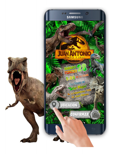 Invitación Interactiva Botones Jurassic World Dominion