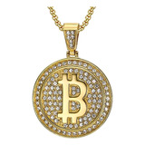 Collar Dije Bitcoin Para Hombre Hip Hop De Acero Color Oro