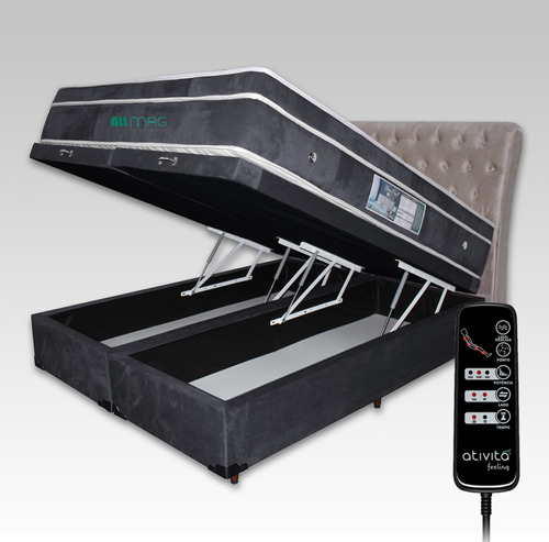 Colchão Magnético D45 King Size Massageador + Cama Box Baú