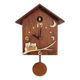 Reloj Cucu Decorativo De Pared Con Buhos Y Luna Madera Noche